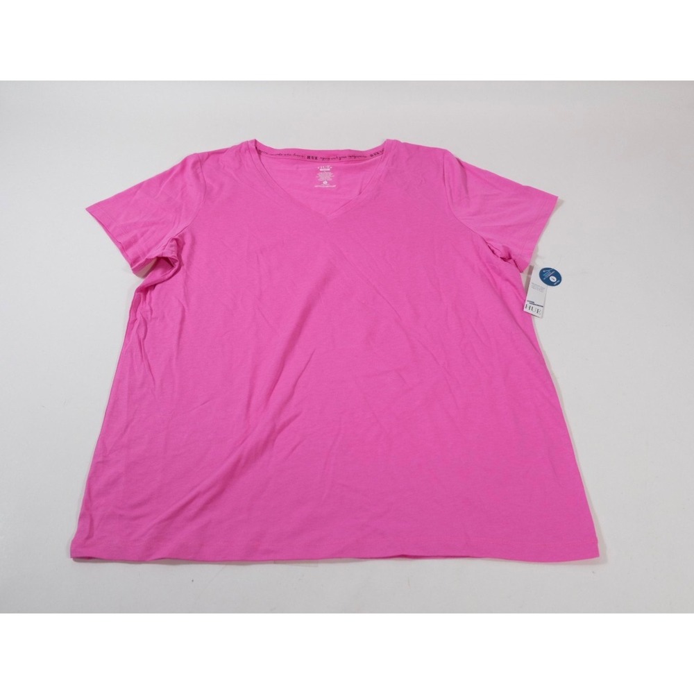 Hue‎ Pajama Top Womens Large Phlox Pink SleepWell PJ62221 Temp Tech V-Neck Shirt